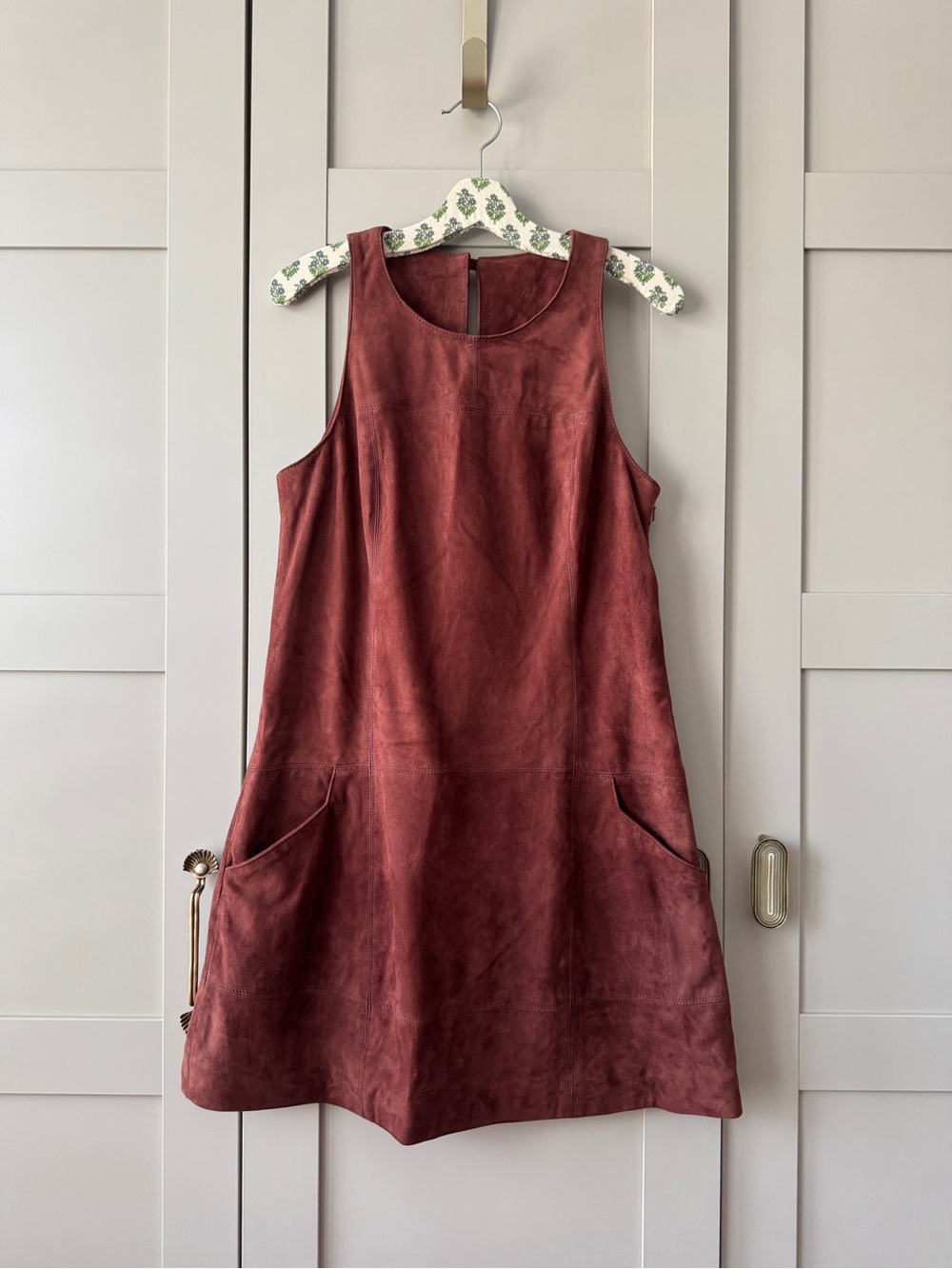 Vintage Moulinette Soeurs Genuine Leather/Suede Shift Dress US8 Anthropologie